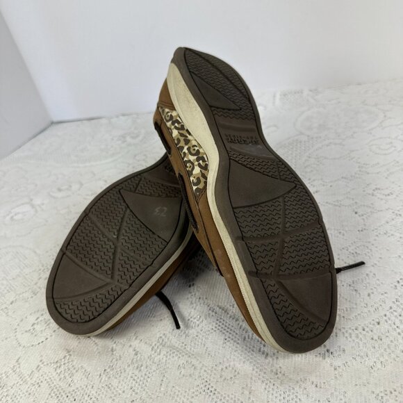 Sperry Top Siders Sparkly Cheetah Print flats, Brown leather, side leopard, 7.5M - Picture 8 of 9